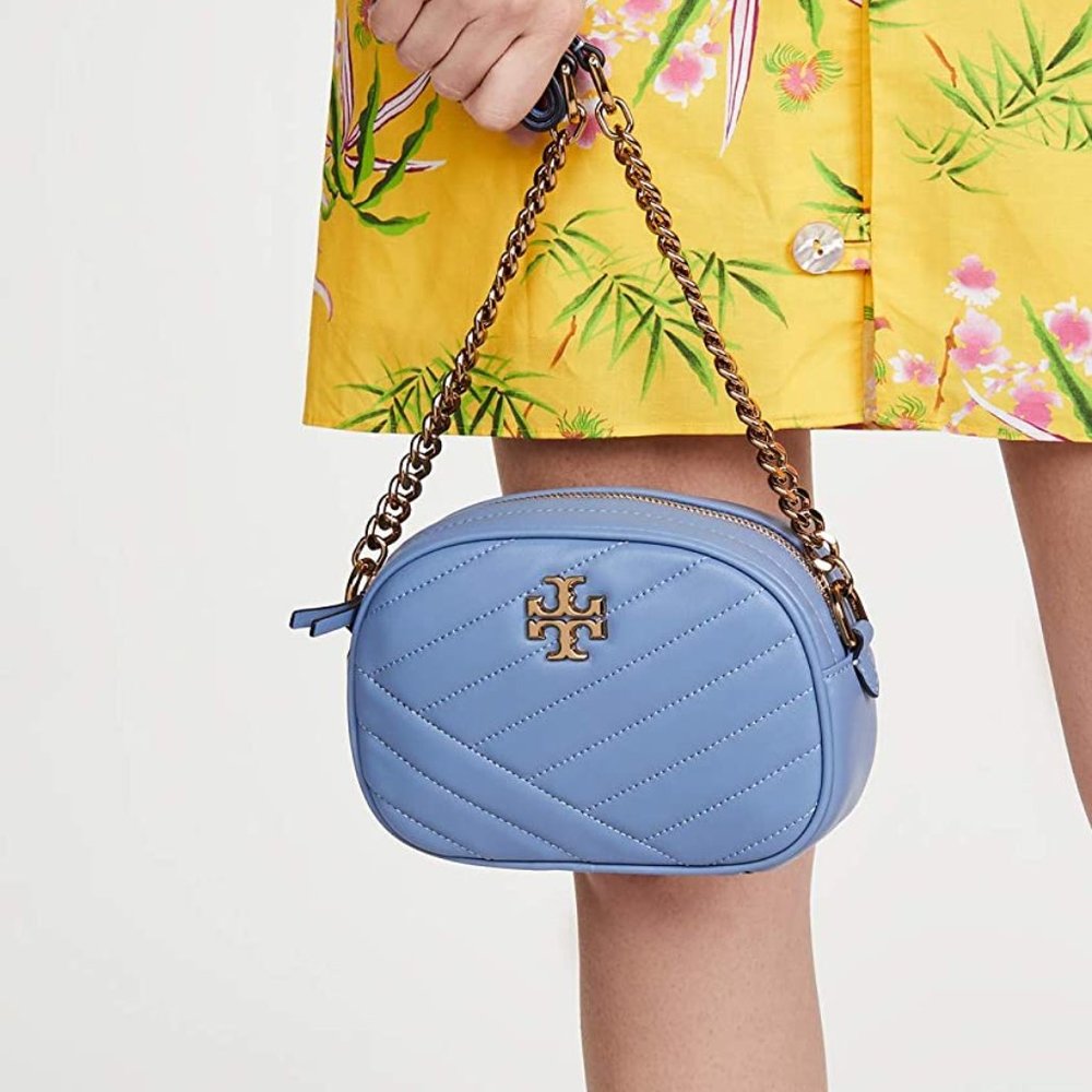 Tory Burch Kira Chevron Small Camera Bag "Bluewood